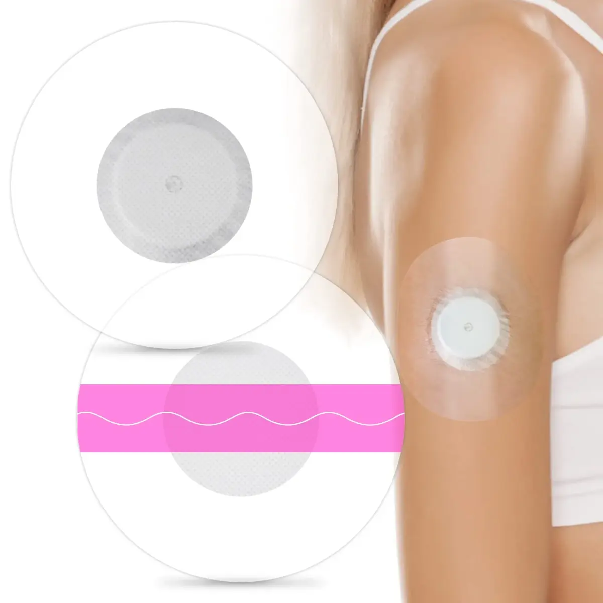 HONYOU Libre Sensor Covers 60 Pack Pink | Waterproof & Breathable Adhesive Patches for Libre 2/3 Sensors - main product image