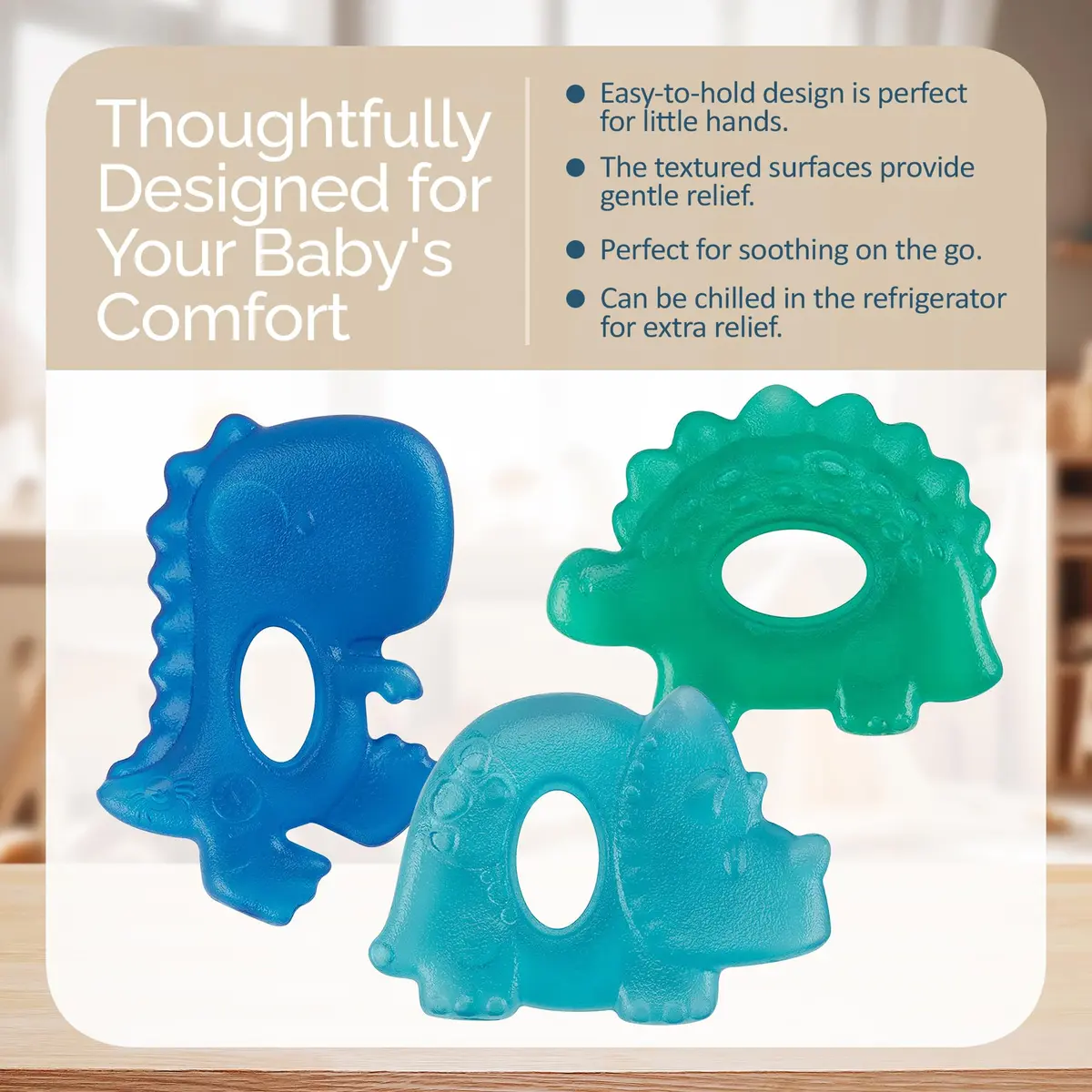 Itzy Ritzy Water-Filled Teethers for Teething Relief | Set of 3 Dinosaur Silicone Teethers, Baby 0-6 Months - view 4