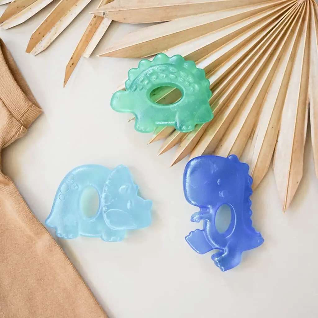 Itzy Ritzy Water-Filled Teethers for Teething Relief | Set of 3 Dinosaur Silicone Teethers, Baby 0-6 Months - view 9