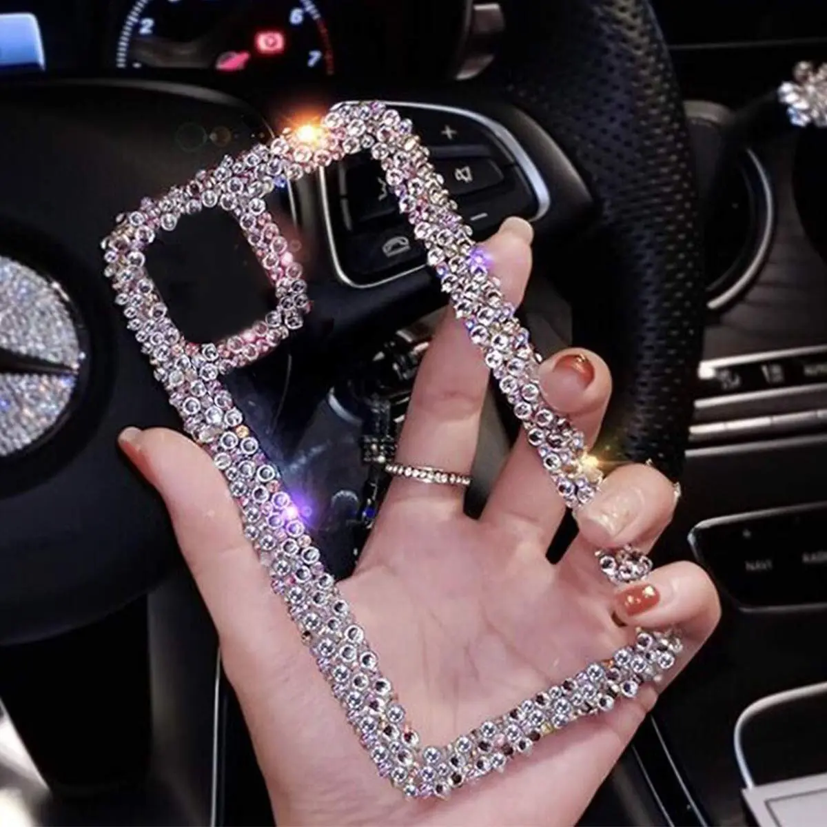 Bonitec Compatible with iPhone 13 Pro Max Case for Women Girls 3D Glitter Sparkle Bling Case Luxury Shiny Cute Crystal Rhinestone Bumper Clear - view 5