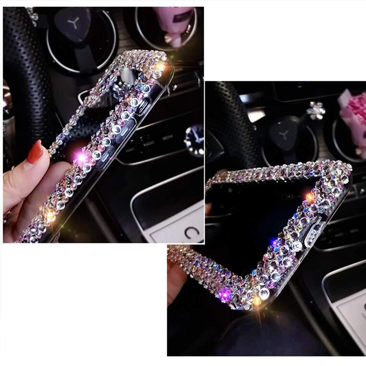 Bonitec Compatible with iPhone 13 Pro Max Case for Women Girls 3D Glitter Sparkle Bling Case Luxury Shiny Cute Crystal Rhinestone Bumper Clear - view 6