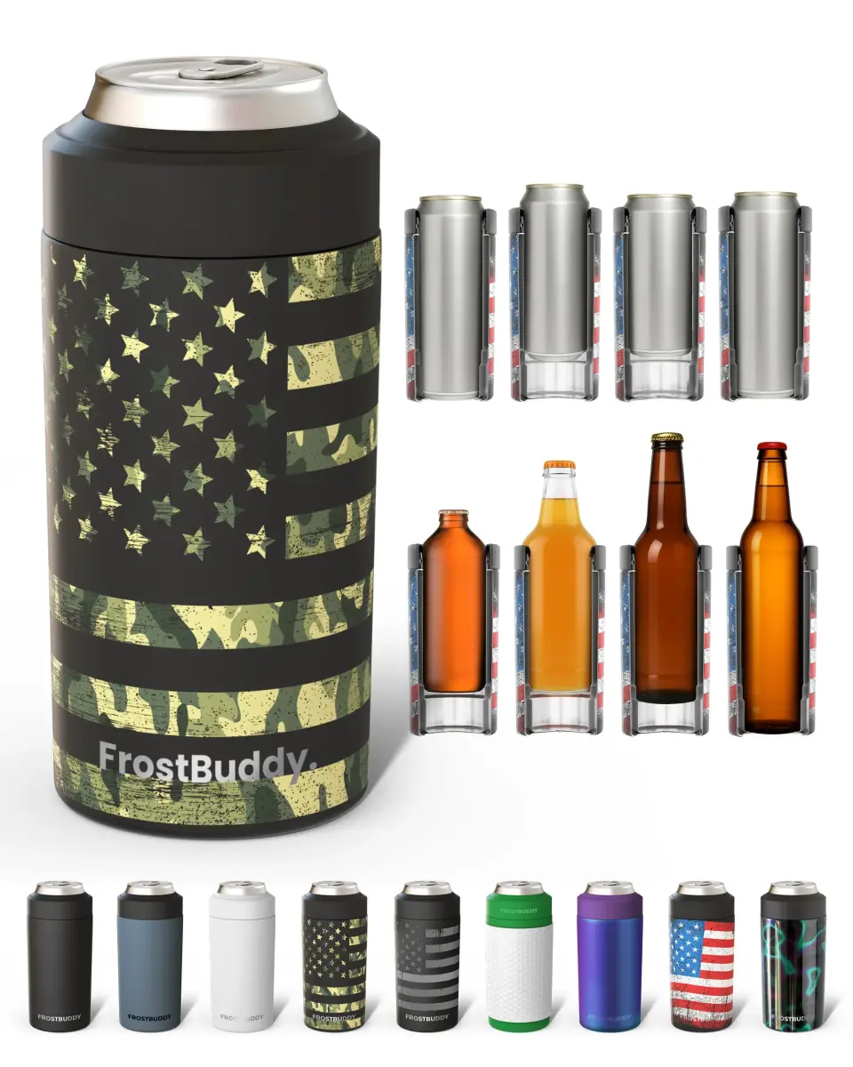 Frost Buddy Universal Can Cooler - 12oz/16oz Slim & Regular Cans, Bottles | Fits 5 Sizes, Keeps Drinks Cold 24 Hrs - main product image