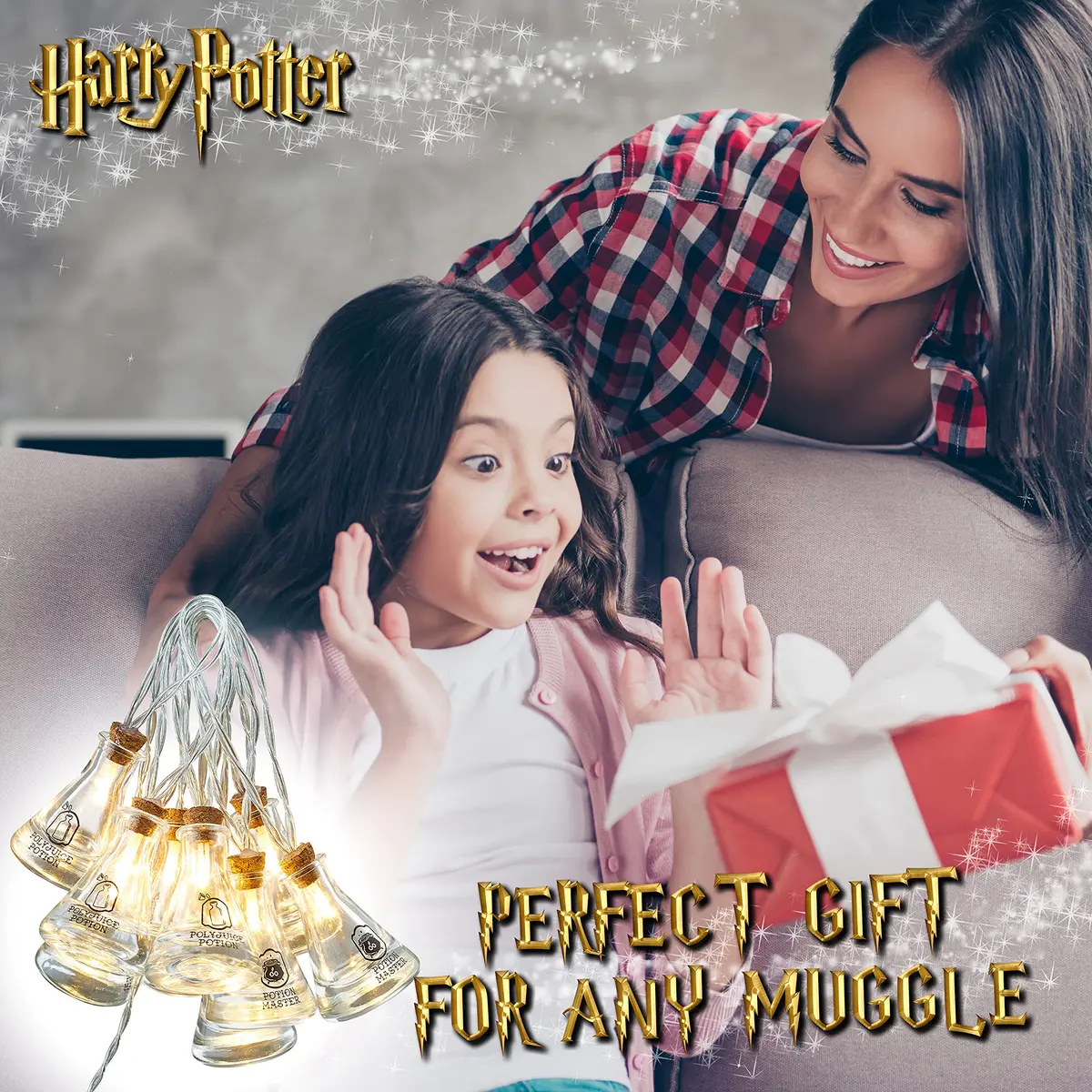 Harry Potter Fairy Lights Potion Bottle Hanging String Lights 10 LED 5ft | Magical Indoor Decor - view 2