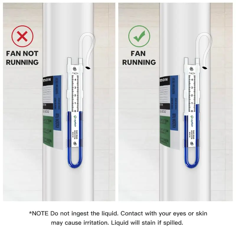 XYF Air Easy Read Manometer U-Tube Pressure Indicator 0-4.5" WC (Blue) | Differential U-Tube Manometer for Radon Systems - view 4