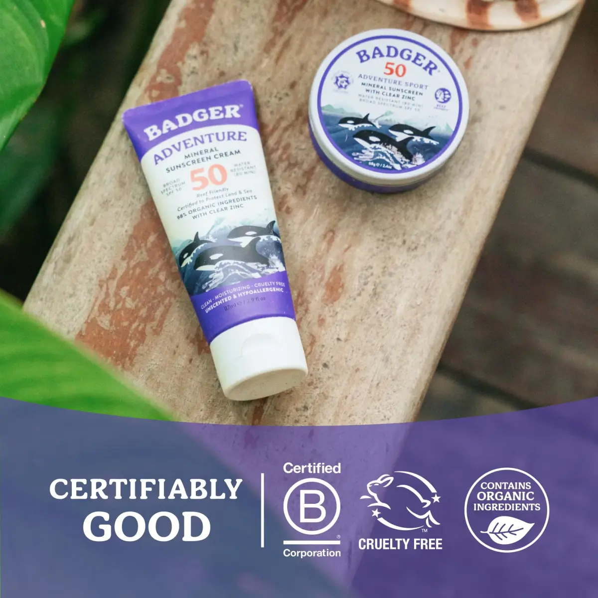 Badger SPF 50 Sport Mineral Sunscreen Cream 70ml (2.4 Fl Oz) | Broad Spectrum UVA/UVB Protection - view 9