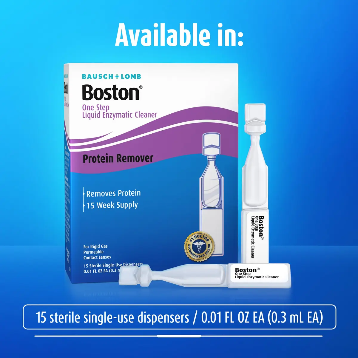 Boston One Step Liquid Enzymatic Cleaner RGP Lens, 15 Count | Protein Deposit Removal for Rigid Gas Permeable Lenses - view 7