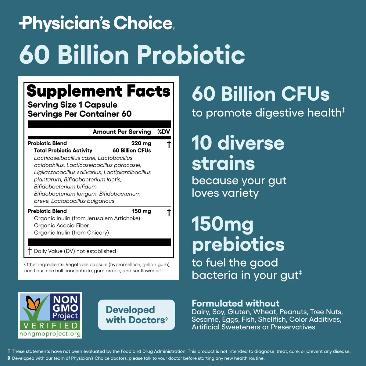 Physician's CHOICE Probiotics 60 Billion CFU 60 Count | Supports Digestive & Gut Health - view 6