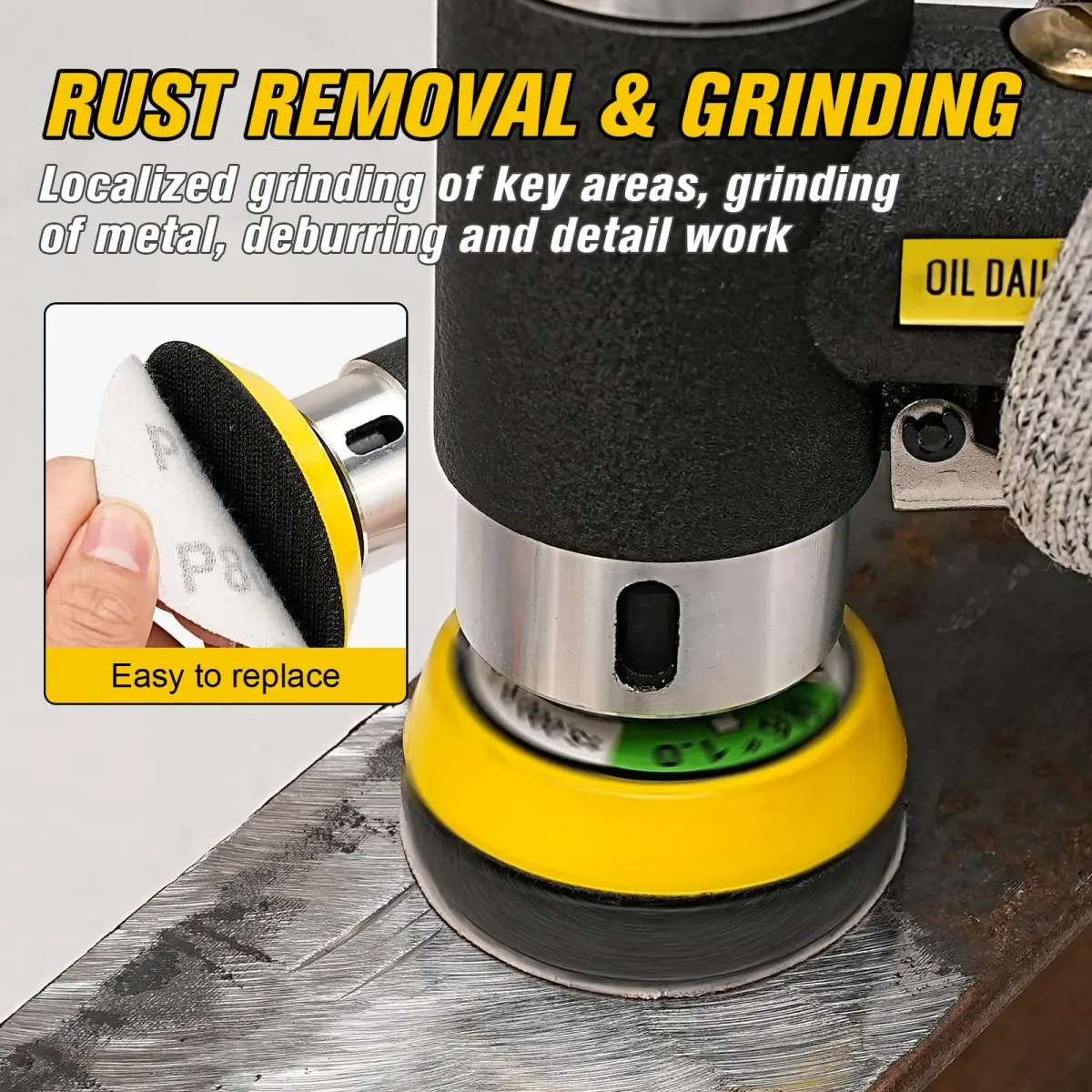 SI FANG Mini Air Sander 1" 2" 3" Pneumatic Random Orbital Polisher Kit | 15000 RPM Dual Action Air Sander with 51PCS Sanding Discs & Pads - view 6