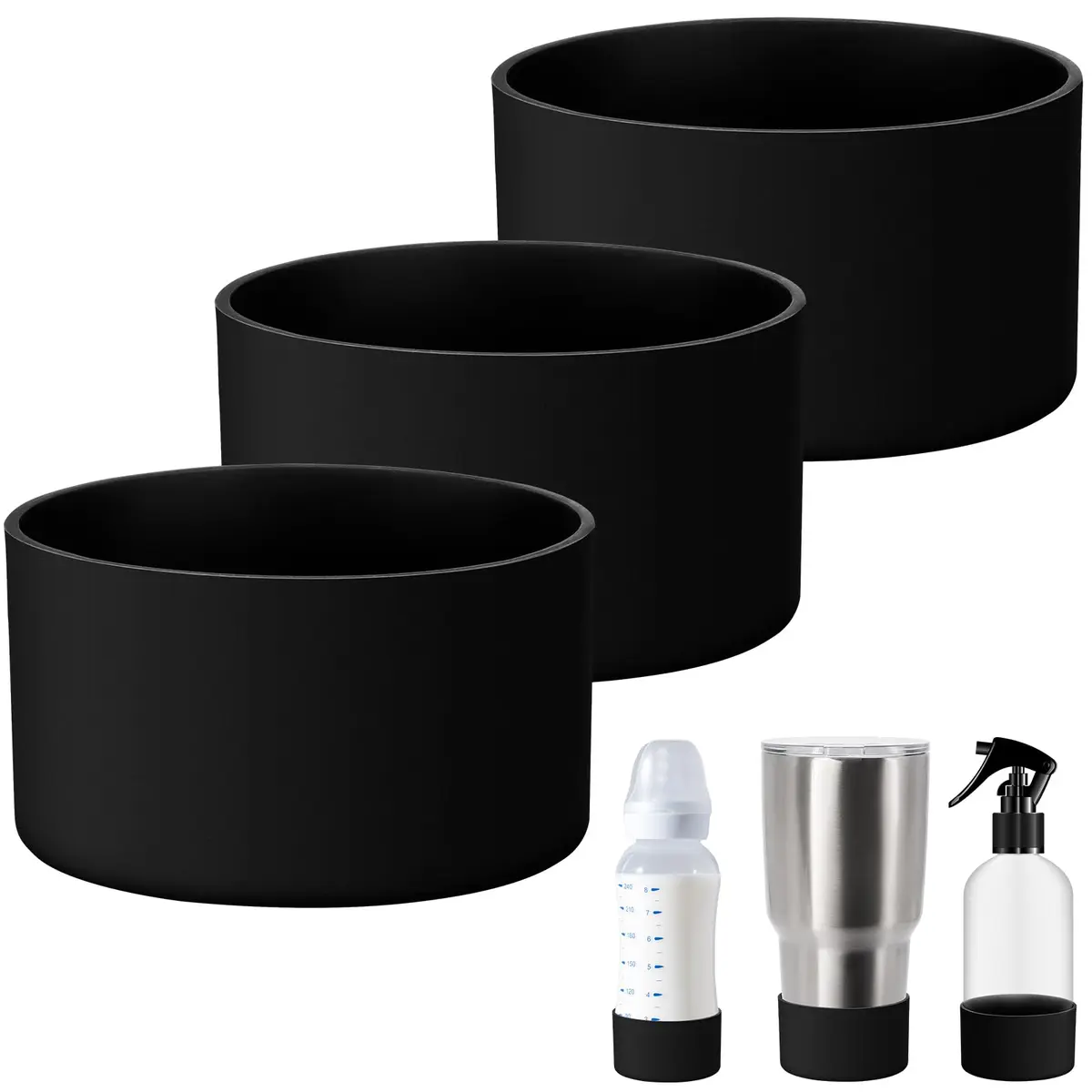 Honeydak Silicone Sleeve for Glass Spray Bottle Boot, Black | Elastic, Non-slip, Protects & Warms Hands - main product image