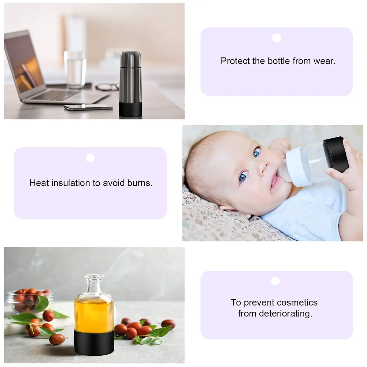 Honeydak Silicone Sleeve for Glass Spray Bottle Boot, Black | Elastic, Non-slip, Protects & Warms Hands - view 5