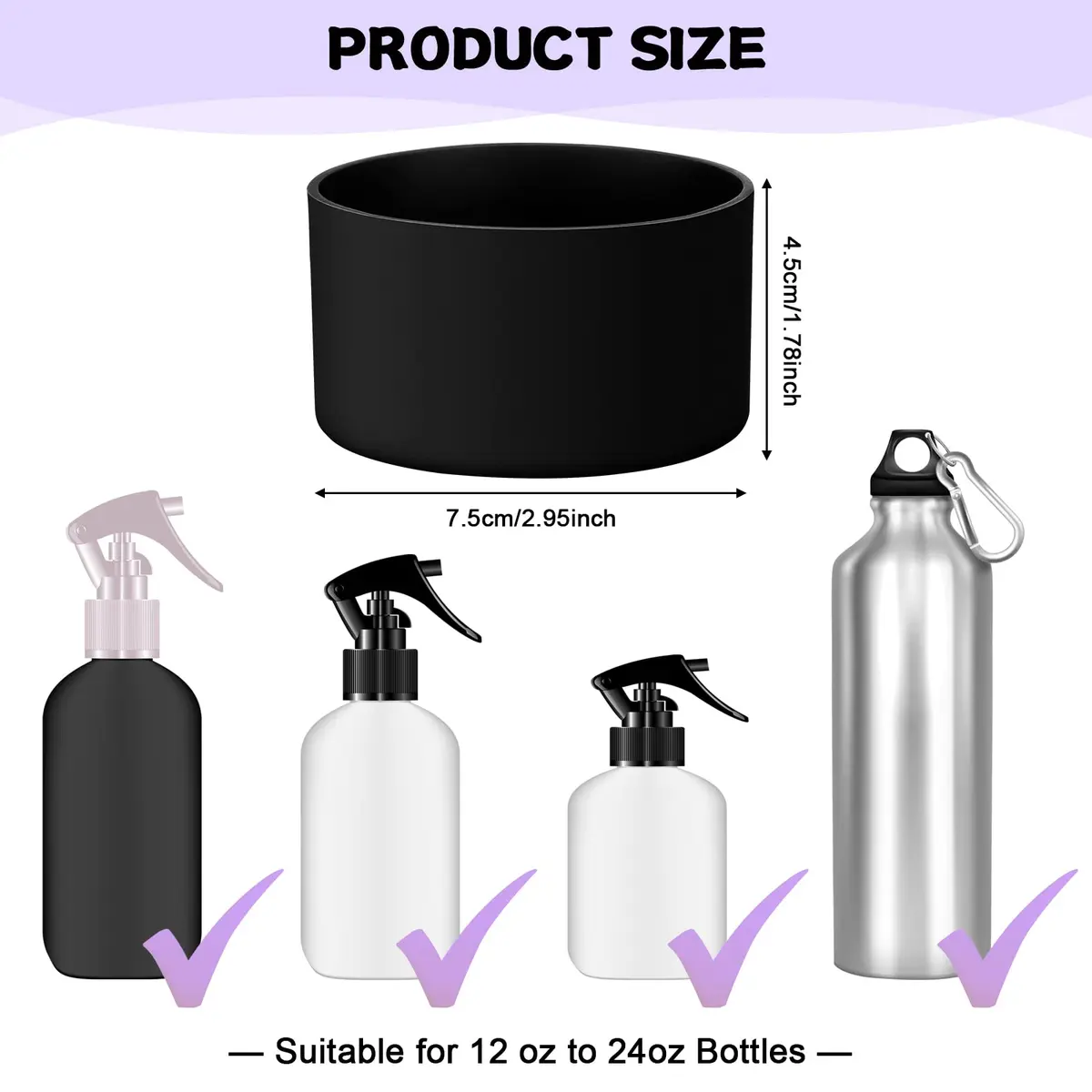 Honeydak Silicone Sleeve for Glass Spray Bottle Boot, Black | Elastic, Non-slip, Protects & Warms Hands - view 3