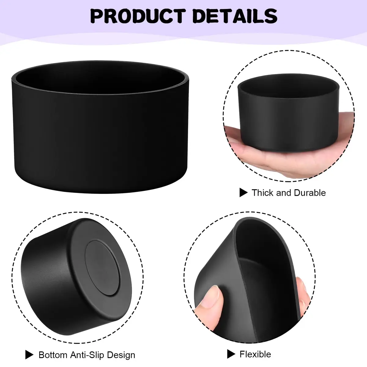 Honeydak Silicone Sleeve for Glass Spray Bottle Boot, Black | Elastic, Non-slip, Protects & Warms Hands - view 4