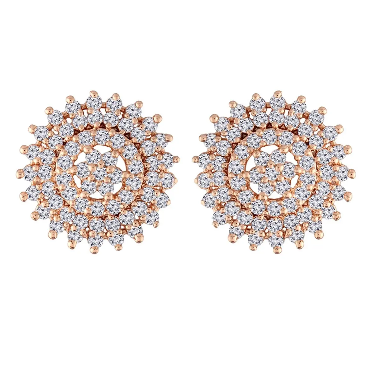 I Jewels Rose Gold Plated Stud Earrings for Women | Cubic Zirconia, Lightweight, Versatile (70-120 chars) - main product image