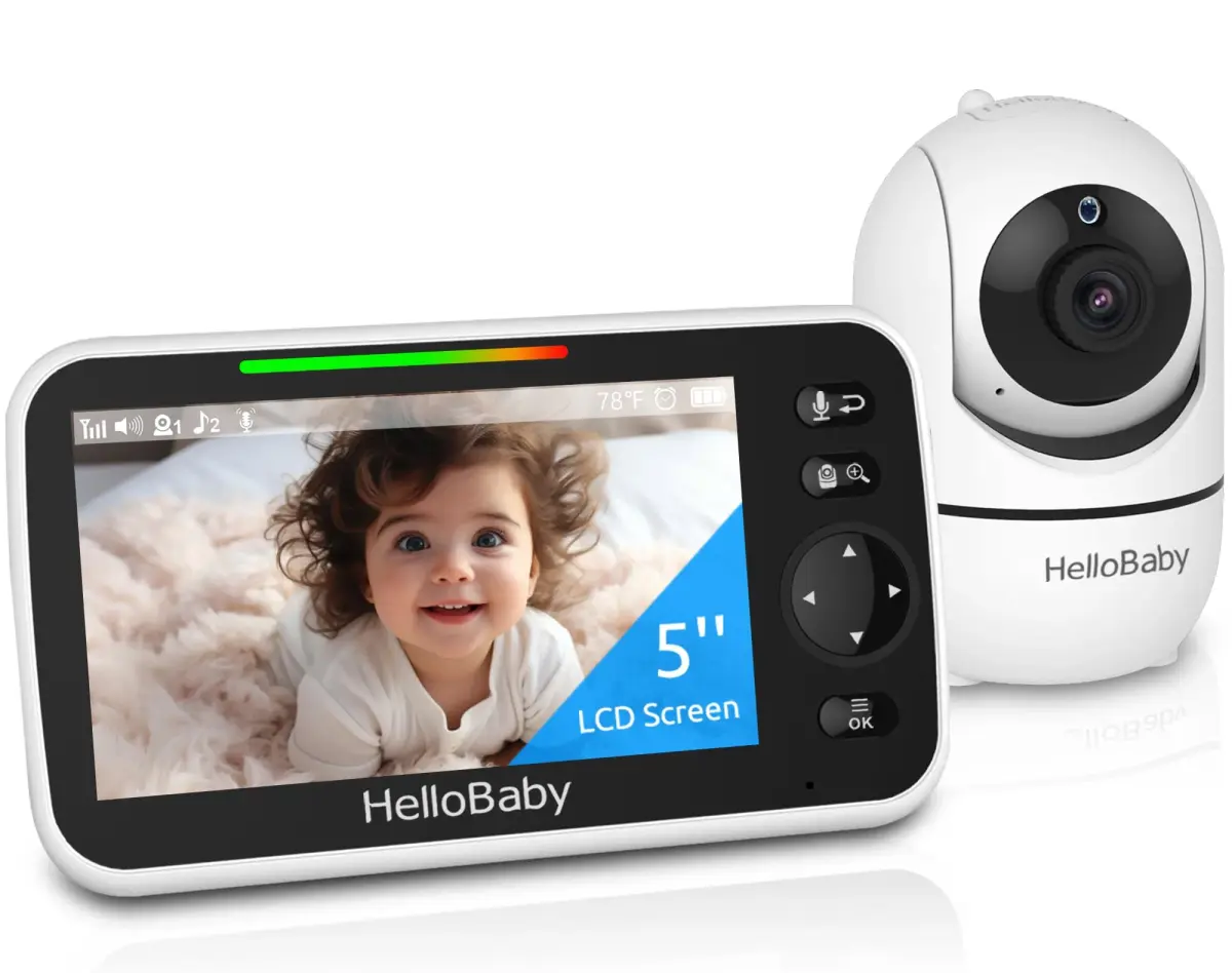 HelloBaby HB6550 No WiFi Baby Monitor 5" Screen with Camera & 2-Way Talk | 30-Hour Battery & 1000ft Range - main product image