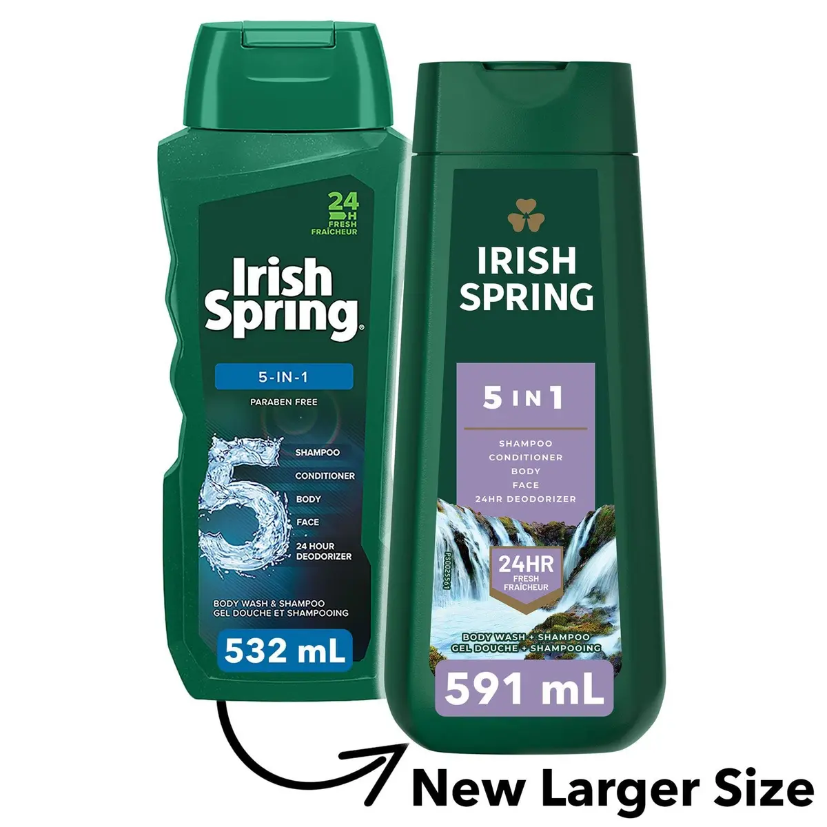 Irish Spring 5-in-1 Body Wash for Men, Eucalyptus Scent, 591ml (20 Fl Oz) | Biodegradable Cleansing Ingredients - view 2