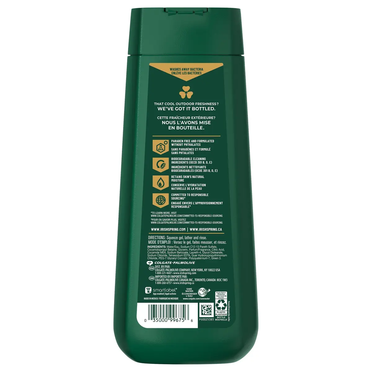 Irish Spring 5-in-1 Body Wash for Men, Eucalyptus Scent, 591ml (20 Fl Oz) | Biodegradable Cleansing Ingredients - view 3