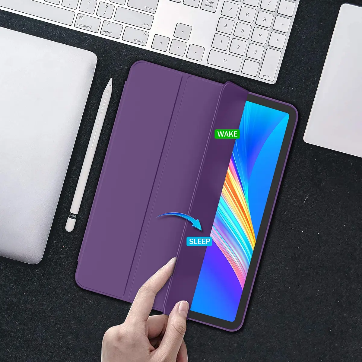 iMieet 12.9 Inch iPad Pro Case 2022/2021/2020 with Pencil Holder | Auto Wake/Sleep, Trifold Stand, Soft TPU Back - view 6