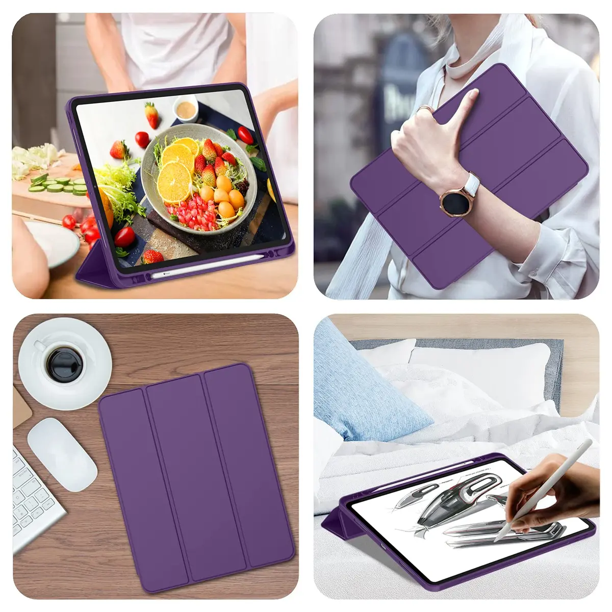 iMieet 12.9 Inch iPad Pro Case 2022/2021/2020 with Pencil Holder | Auto Wake/Sleep, Trifold Stand, Soft TPU Back - view 7