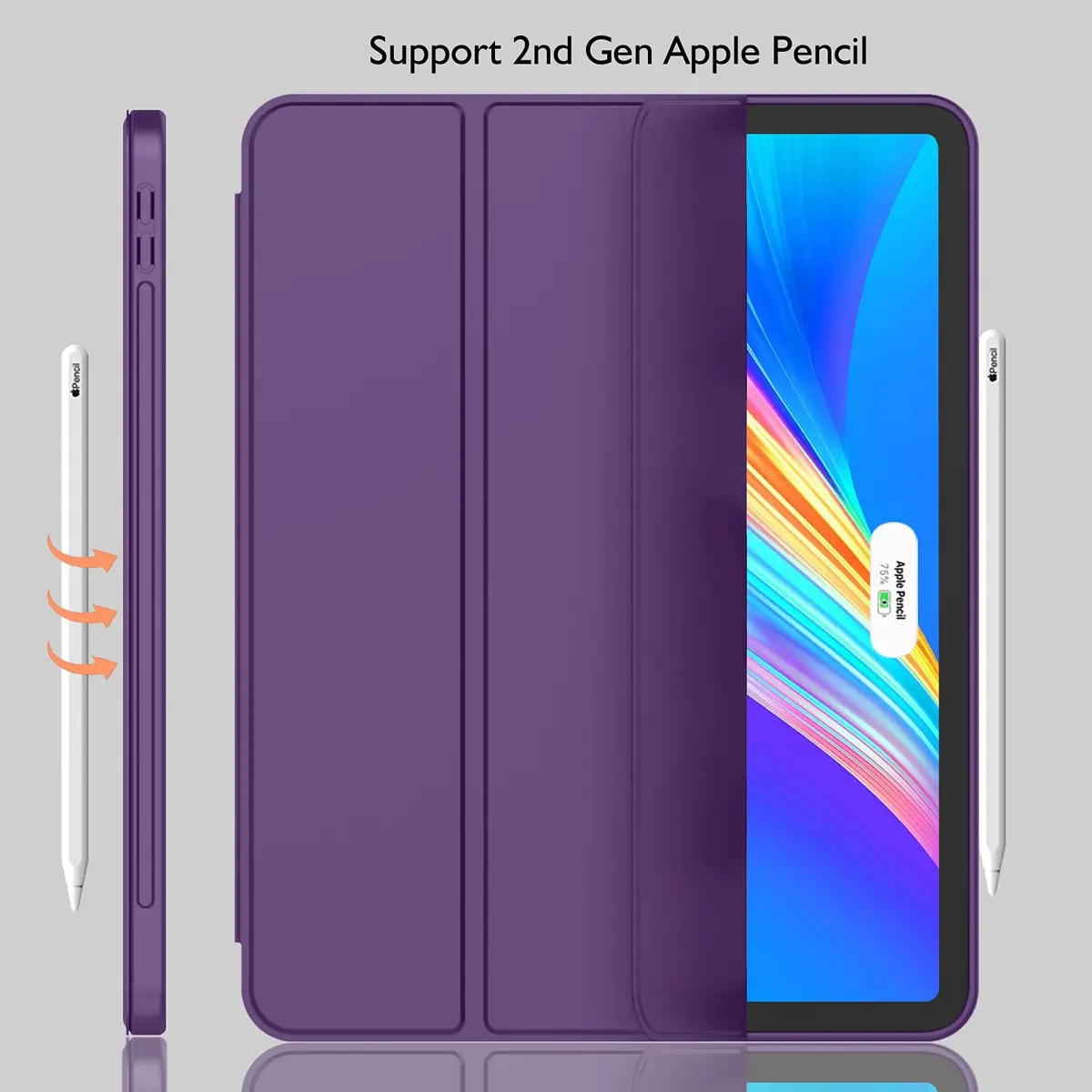 iMieet 12.9 Inch iPad Pro Case 2022/2021/2020 with Pencil Holder | Auto Wake/Sleep, Trifold Stand, Soft TPU Back - view 3