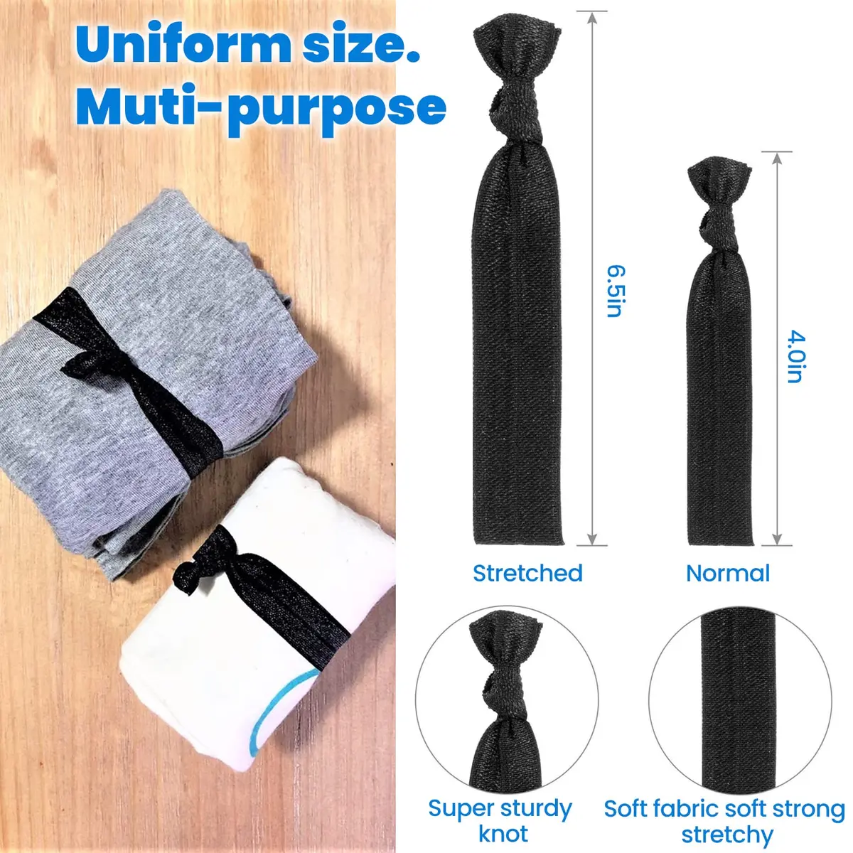 79STYLE 100pcs Fabric Hair Ties for Men | 10 Neutral Colors, Stretchable & No-Damage - view 4
