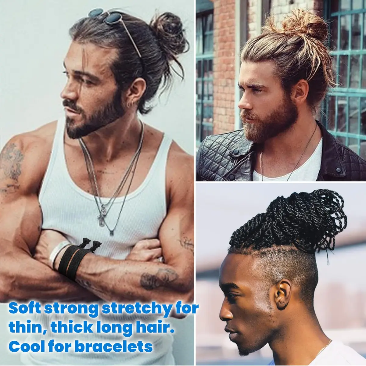79STYLE 100pcs Fabric Hair Ties for Men | 10 Neutral Colors, Stretchable & No-Damage - view 3