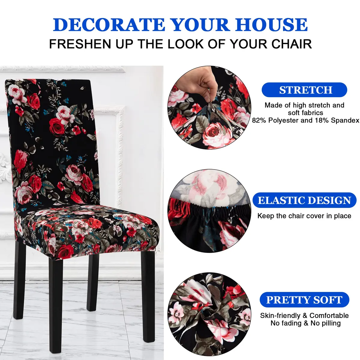 Sufdari Dining Chair Covers 4 Pack | Spandex Stretch Protectors for Dining Room Chairs - view 5