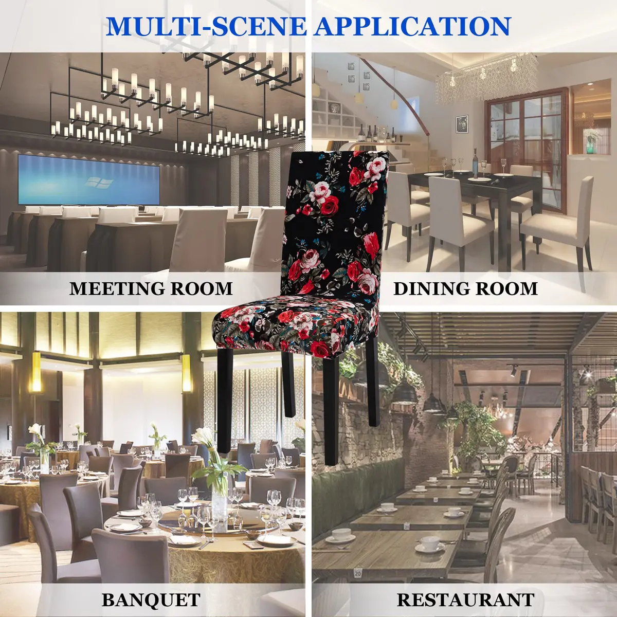 Sufdari Dining Chair Covers 4 Pack | Spandex Stretch Protectors for Dining Room Chairs - view 7