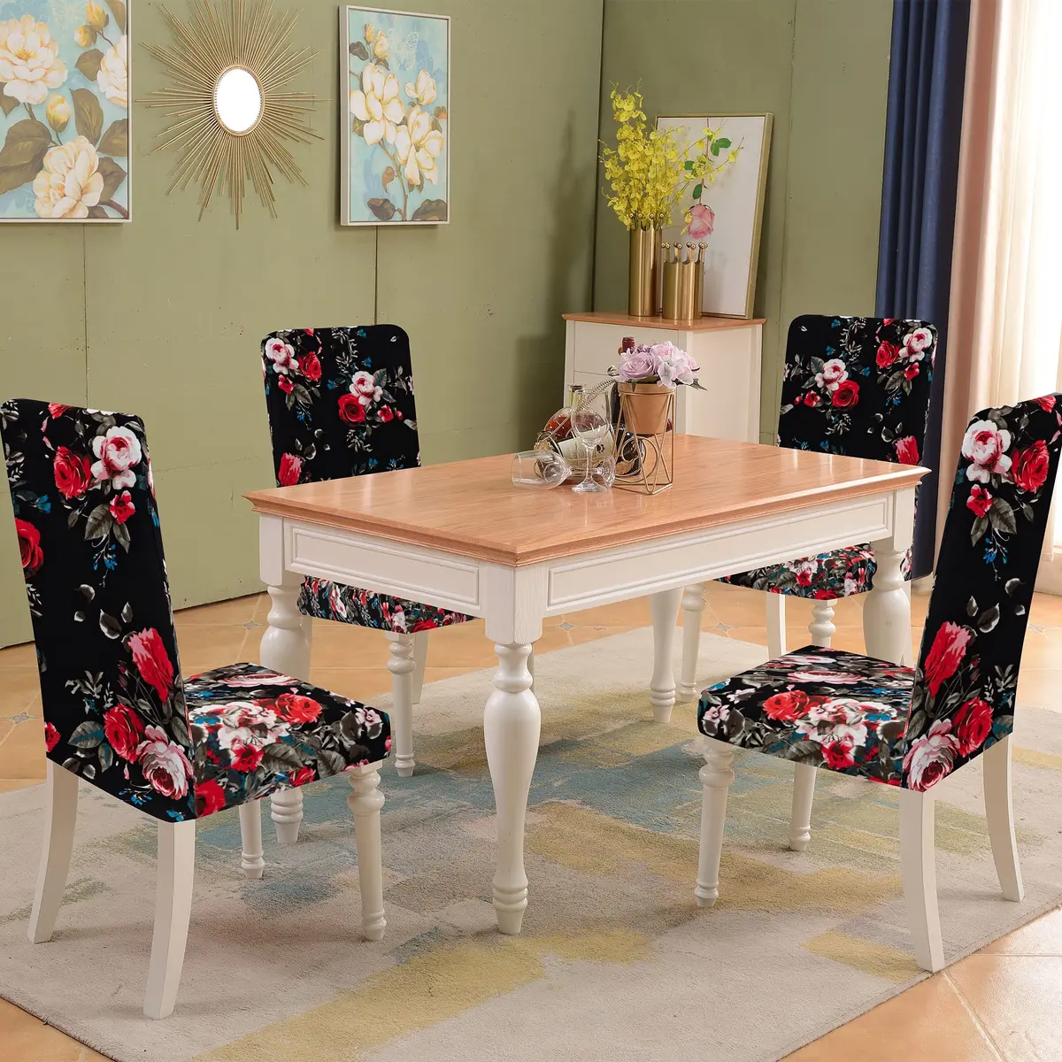 Sufdari Dining Chair Covers 4 Pack | Spandex Stretch Protectors for Dining Room Chairs - view 2