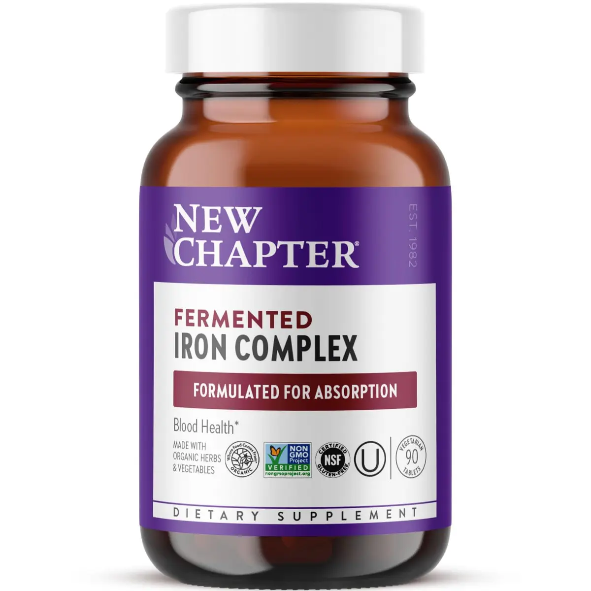 New Chapter Fermented Iron Complex 90 Tablets | Whole-Food Fermented Iron for Blood & Energy - main product image