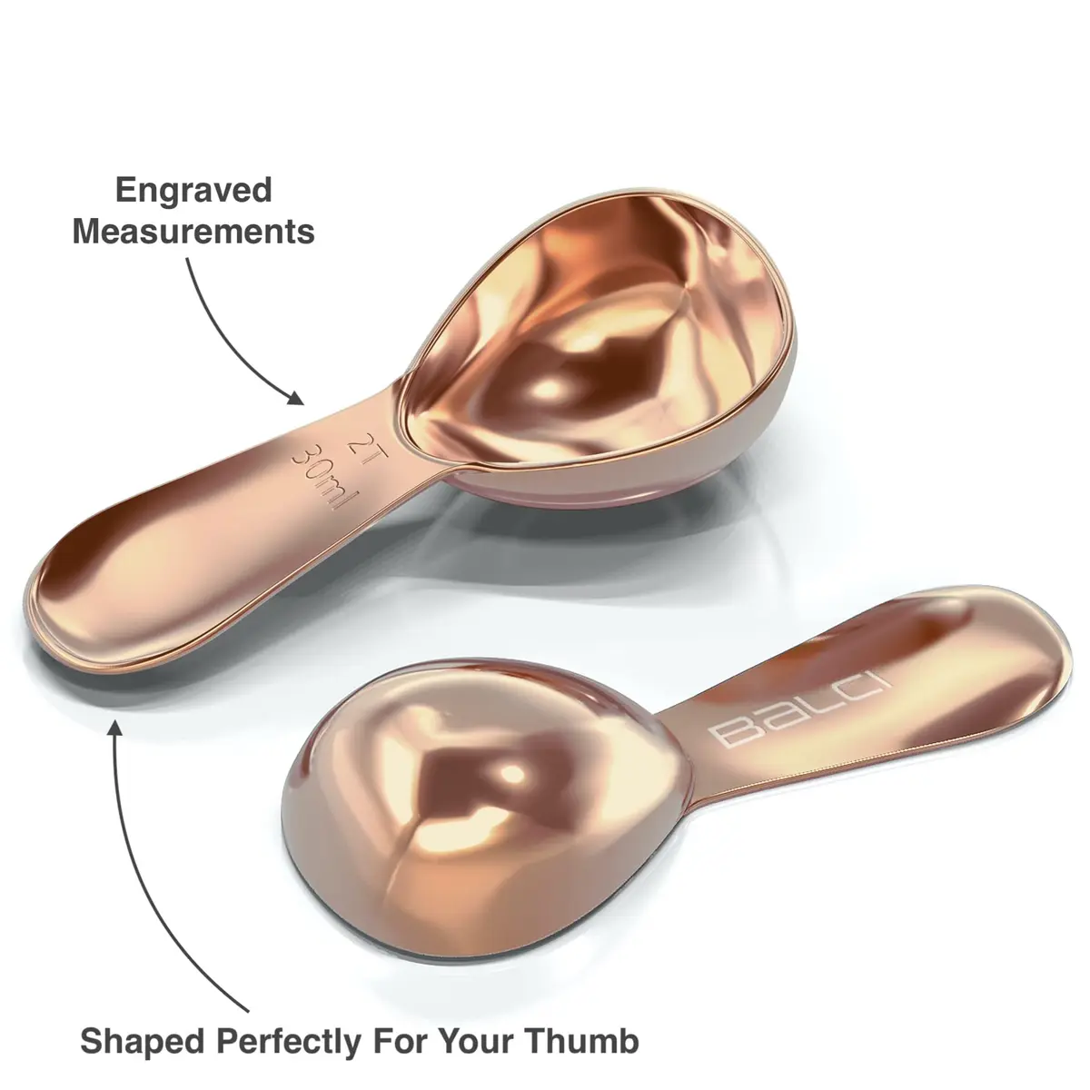 BALCI Stainless Steel Coffee Scoop Set - 2 Tbsp (Rose Gold) | Accurate Measurement & Durable Design - view 3