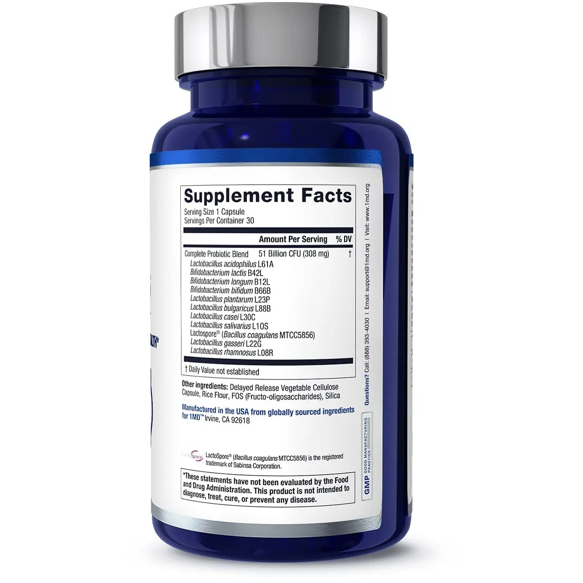 1MD Complete Probiotics Platinum 30 Veg Capsules | Supports Digestive & Immune Health - view 6