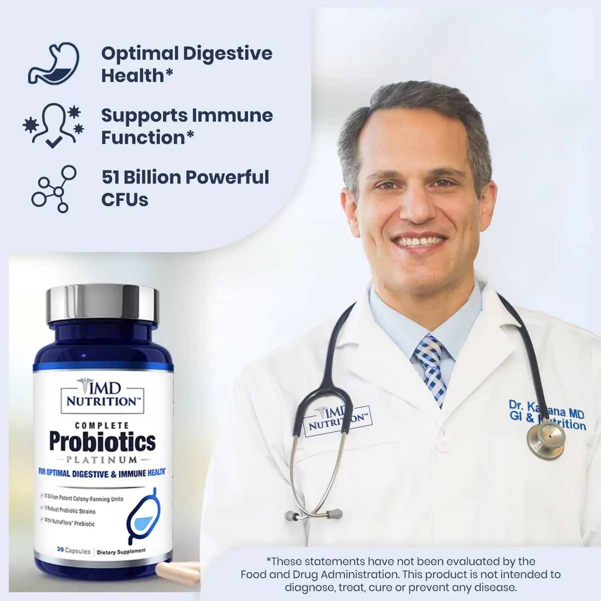 1MD Complete Probiotics Platinum 30 Veg Capsules | Supports Digestive & Immune Health - view 2