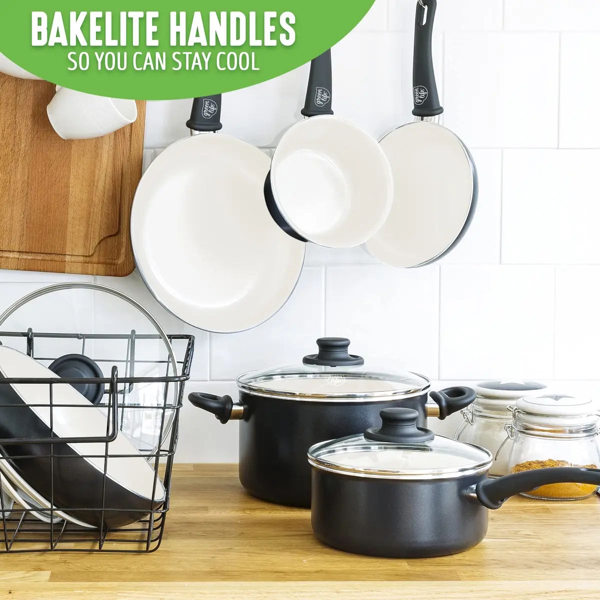 GreenLife Soft Grip 1QT & 2QT Saucepan Set | Healthy Ceramic Nonstick, Toxin-Free, Dishwasher Safe, Glass Lids, Stay-Cool Handles - view 4