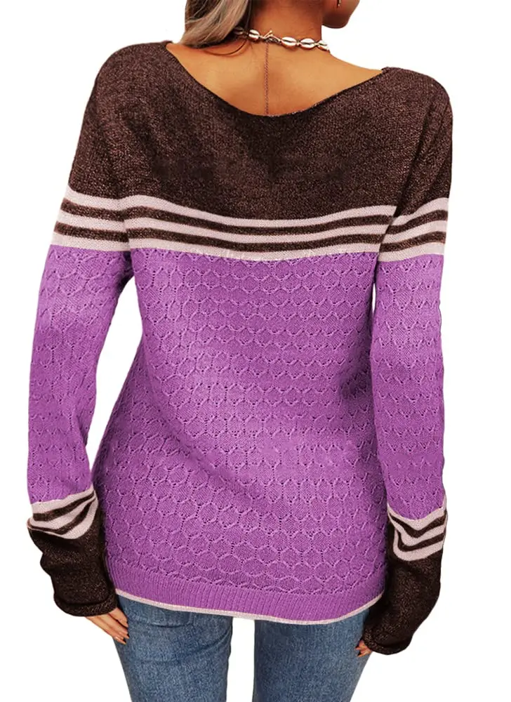 Danedvi Womens Fall Fashion Sweater | Lightweight Striped Crewneck for Winter (70-120 chars) - view 4