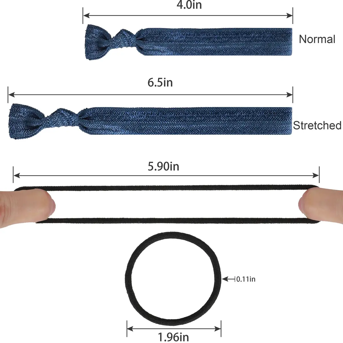 79STYLE Men's Fabric Hair Ties (60-Pack) | No-Damage Knotted Ponytail Holders for Long Hair - view 4
