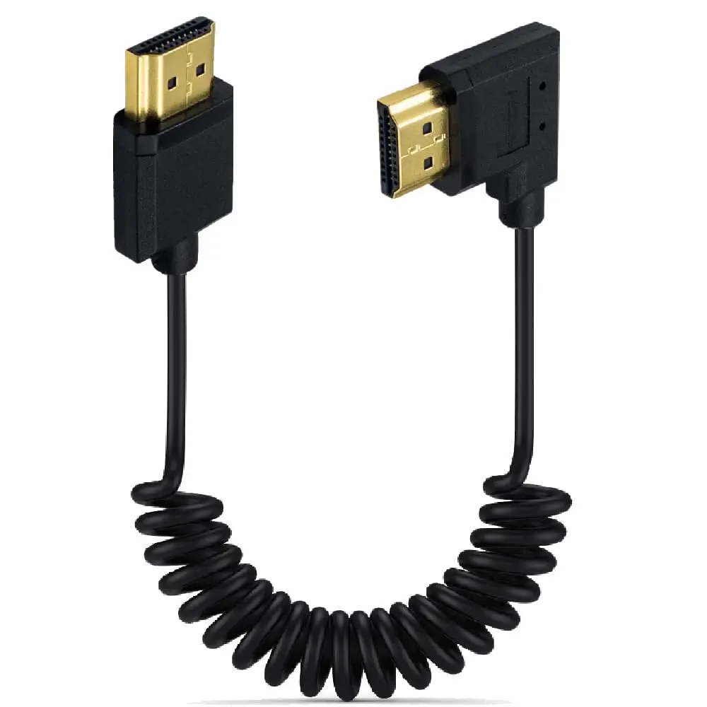 Kework Left Angle HDMI 2.0 Coiled Cable 1.2m (3.9ft) | 4K@60Hz, 18Gbps High Speed - main product image