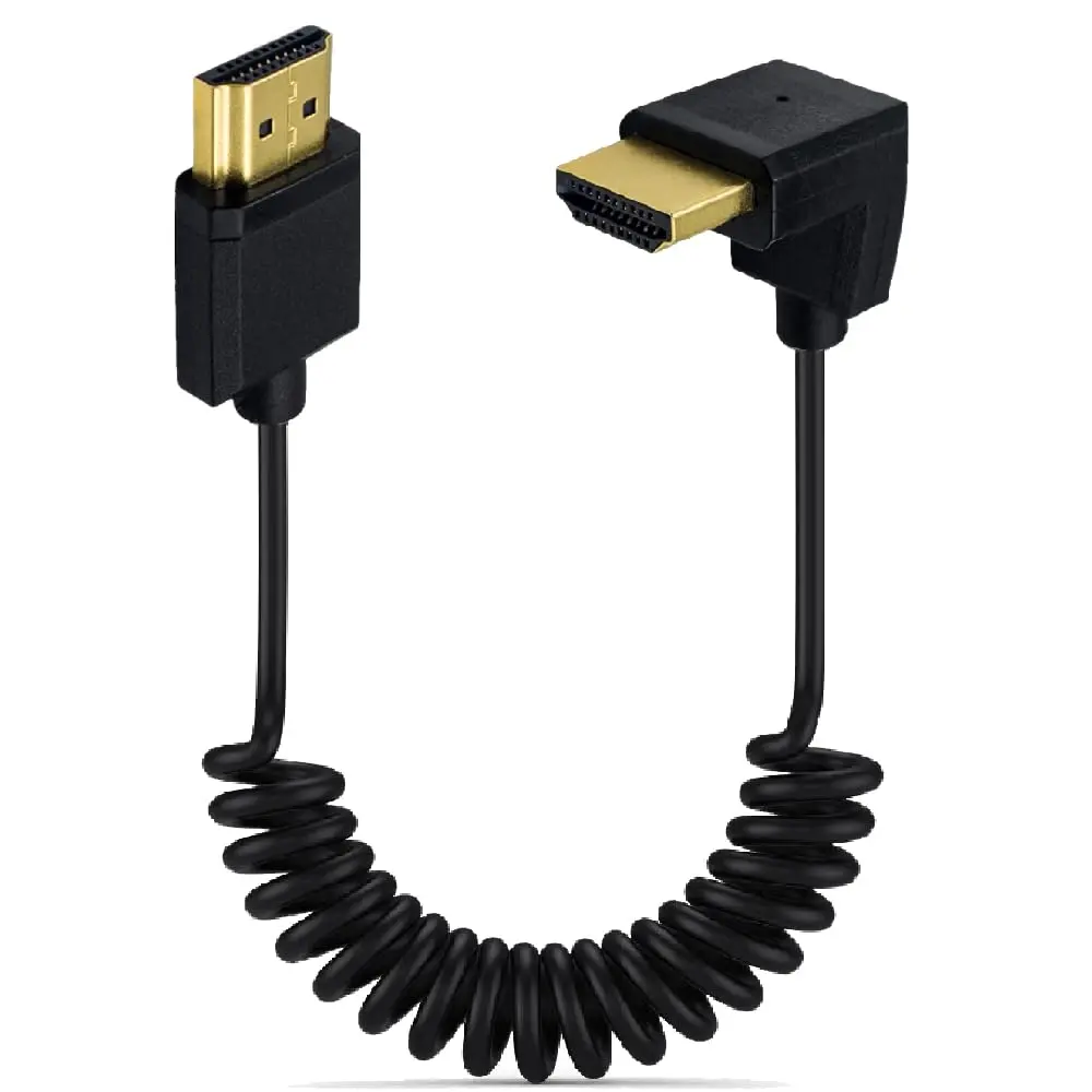 Kework 1.2m (3.9ft) HDMI 2.0 Coiled Cable with Up Angle Connector | Supports 4K@60Hz, 18Gbps - main product image