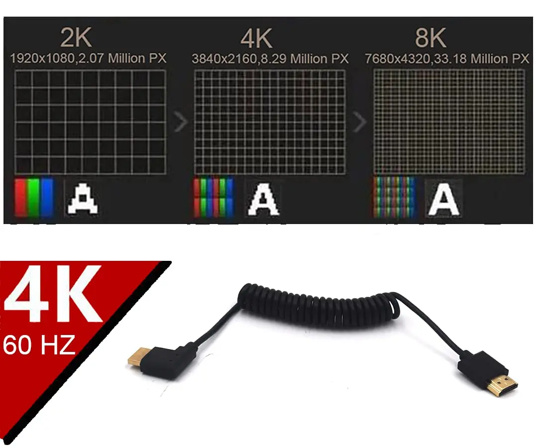 Kework 1.2m (3.9ft) HDMI 2.0 Coiled Cable with Up Angle Connector | Supports 4K@60Hz, 18Gbps - view 5