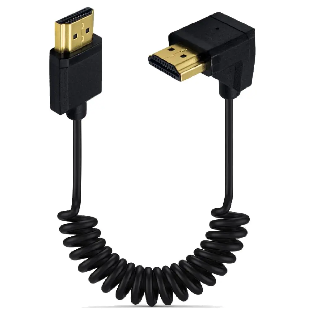 Kework HDMI 4K@60Hz Coiled Cable 1.2m (3.9ft) Downward Angle | High Speed 18Gbps - main product image
