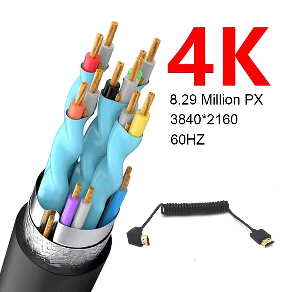 Kework HDMI 4K@60Hz Coiled Cable 1.2m (3.9ft) Downward Angle | High Speed 18Gbps - view 3