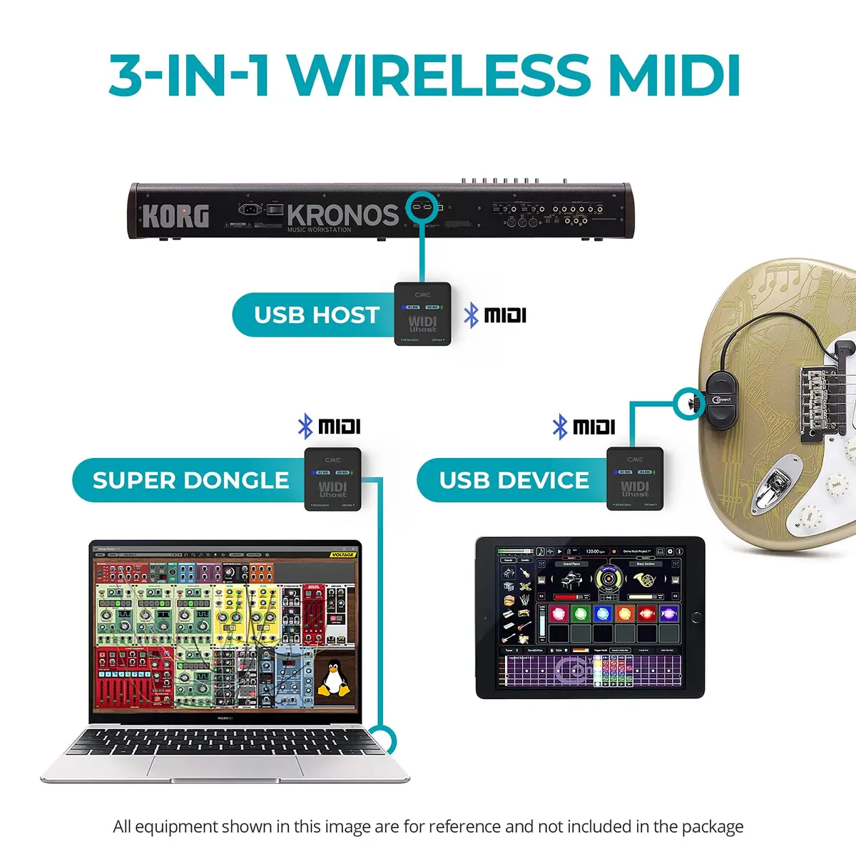 CME WIDI Uhost Premium Bluetooth MIDI Interface & USB Host | Wireless MIDI Adapter for Studio & Stage - view 2