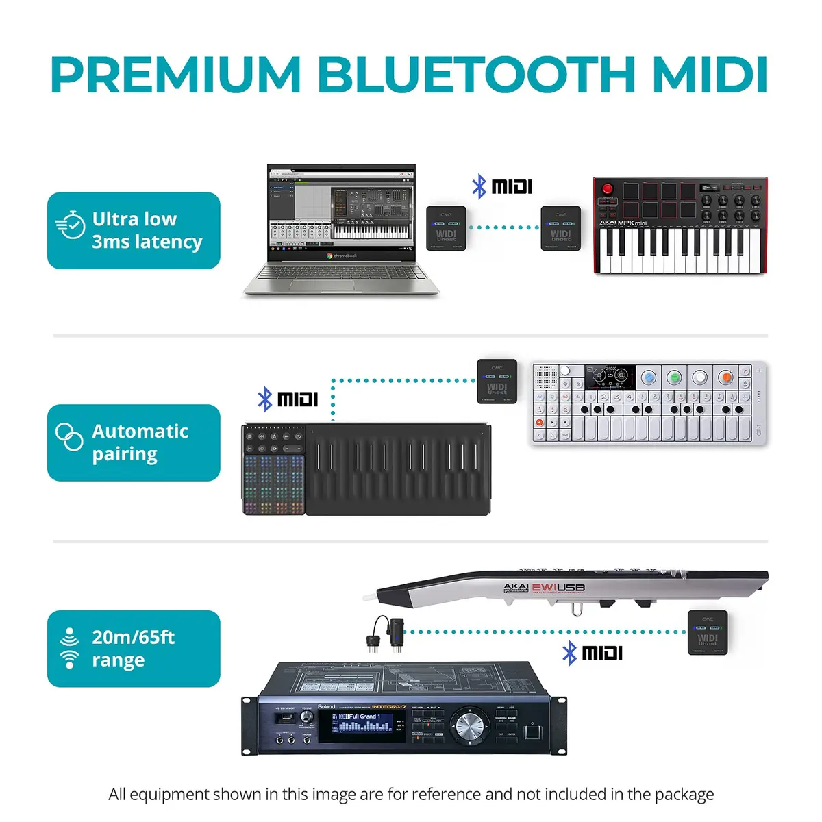 CME WIDI Uhost Premium Bluetooth MIDI Interface & USB Host | Wireless MIDI Adapter for Studio & Stage - view 3