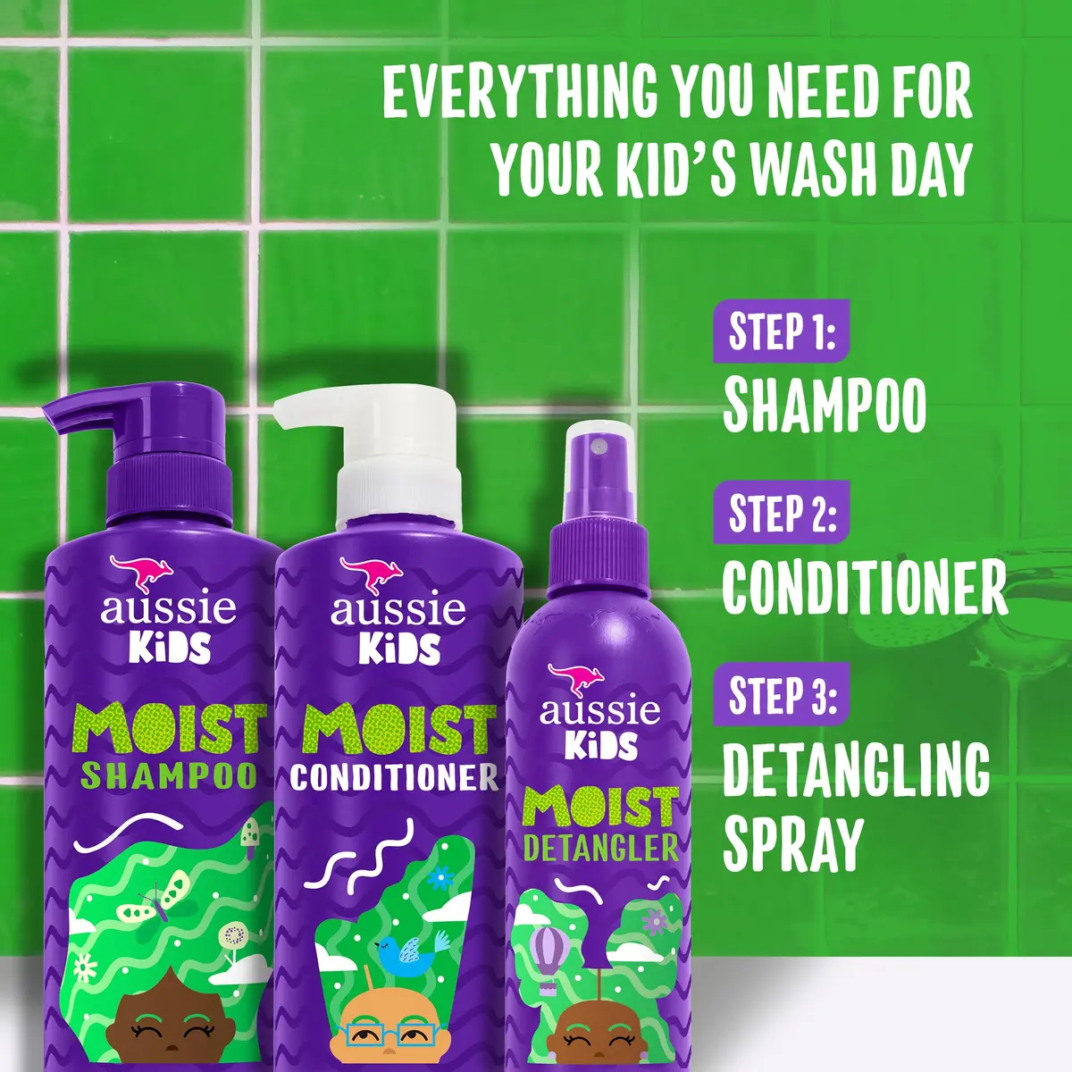 Aussie Kids Hair Care Bundle Set Including: Shampoo (16 Fl Oz), Conditioner (16 Fl Oz) & Detangler Spray (8 Fl Oz) | Paraben-Free, Sulfate-Free, Cruelty-Free - view 5
