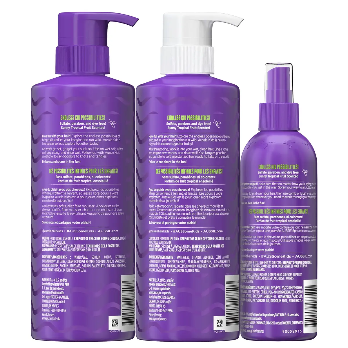 Aussie Kids Hair Care Bundle Set Including: Shampoo (16 Fl Oz), Conditioner (16 Fl Oz) & Detangler Spray (8 Fl Oz) | Paraben-Free, Sulfate-Free, Cruelty-Free - view 9