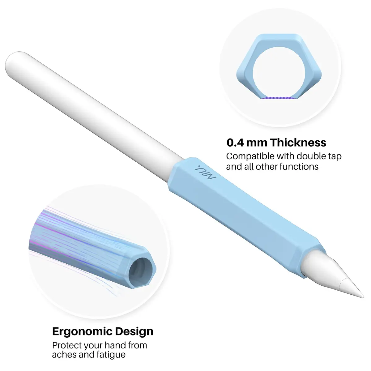 NIUTRENDZ Silicone Grip for Apple Pencil 2nd Gen & USB-C, 3 Pack Ergonomic Case Cover Sleeve | Comfortable Grip for Writing & Drawing - view 5