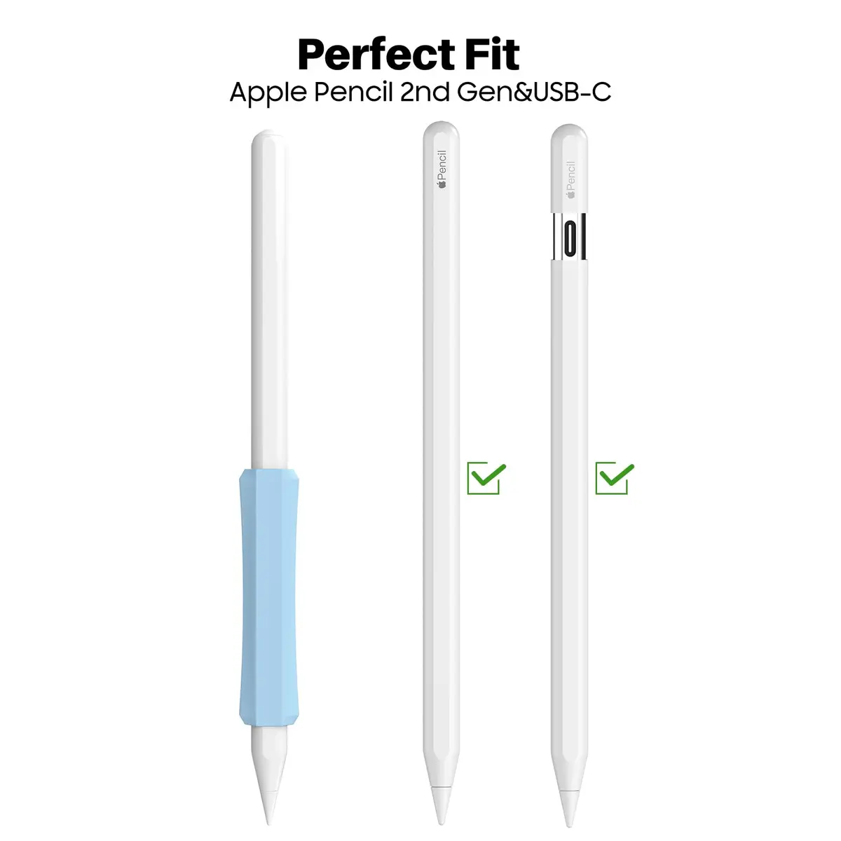 NIUTRENDZ Silicone Grip for Apple Pencil 2nd Gen & USB-C, 3 Pack Ergonomic Case Cover Sleeve | Comfortable Grip for Writing & Drawing - view 2