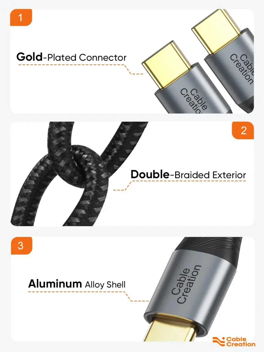CableCreation Short USB C to USB C Cable 0.24m (0.8ft) | 60W Fast Charging & 480Mbps Data Sync - view 5