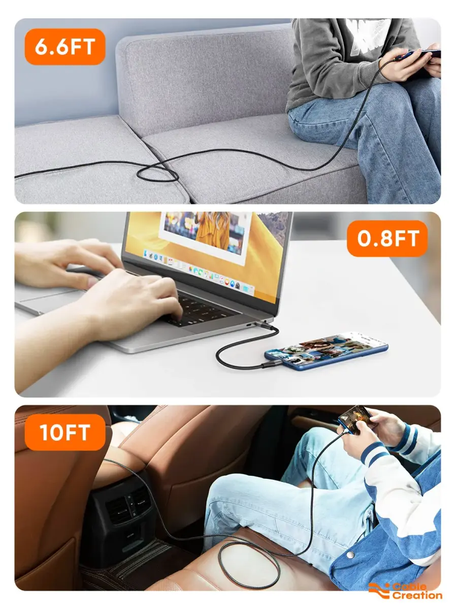 CableCreation Short USB C to USB C Cable 0.24m (0.8ft) | 60W Fast Charging & 480Mbps Data Sync - view 7