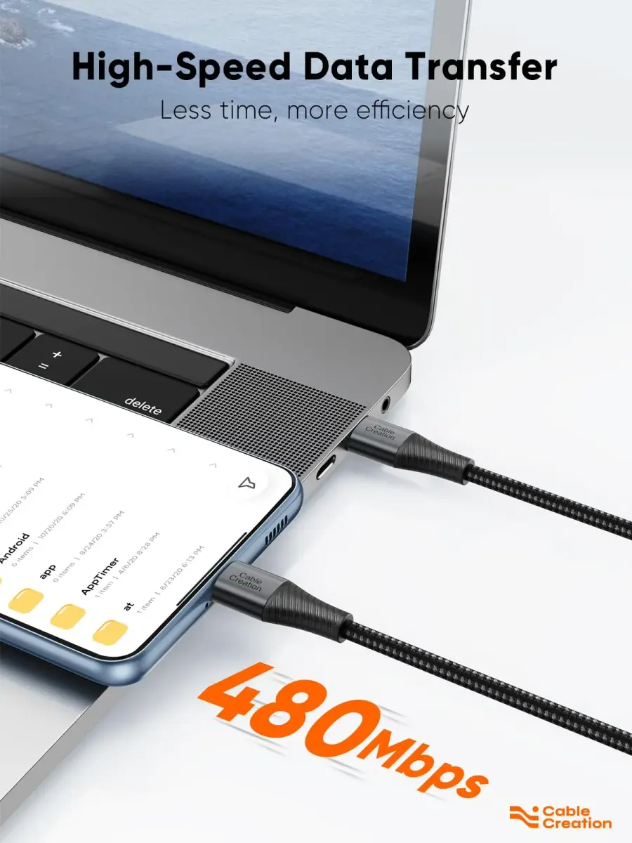 CableCreation Short USB C to USB C Cable 0.24m (0.8ft) | 60W Fast Charging & 480Mbps Data Sync - view 3