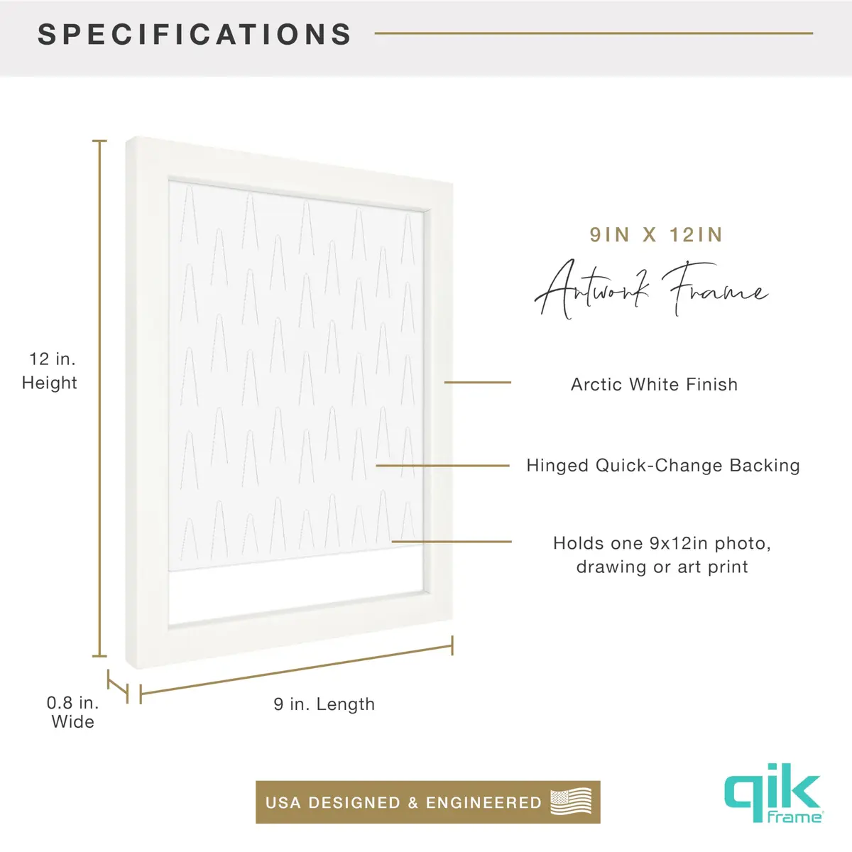 MCS QIK FRAME Artwork Frame, White, 9x12 in | Quick Change Design - view 3